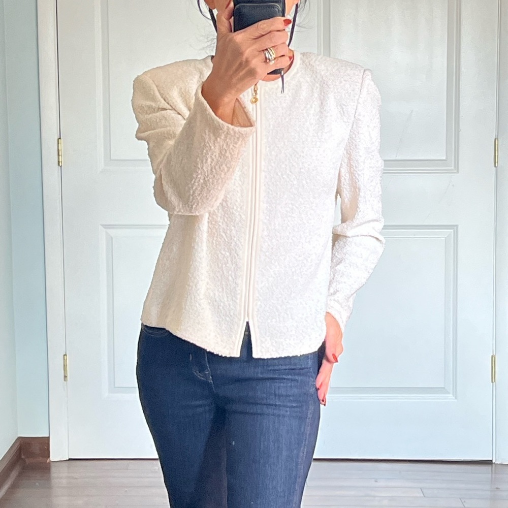St.John Collection by Marie Gray boucle ivory ladies jacket size 10